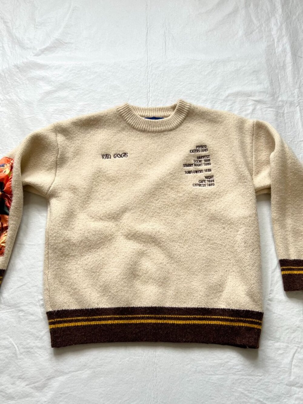 Aelfric Eden Sweater Van Gogh embroidered tan brown adult XS pullover knit